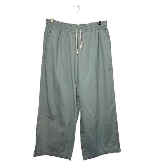 J. Crew Pants Women L Mint Green Astrid Wide Leg Chino Pull On Pockets Laganlook - Picture 11 of 12